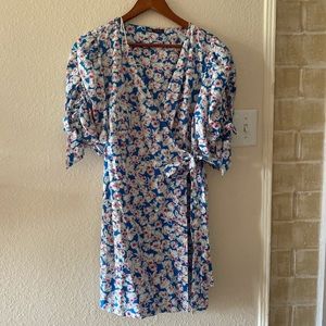 Zara floral printed poplin wrap dress